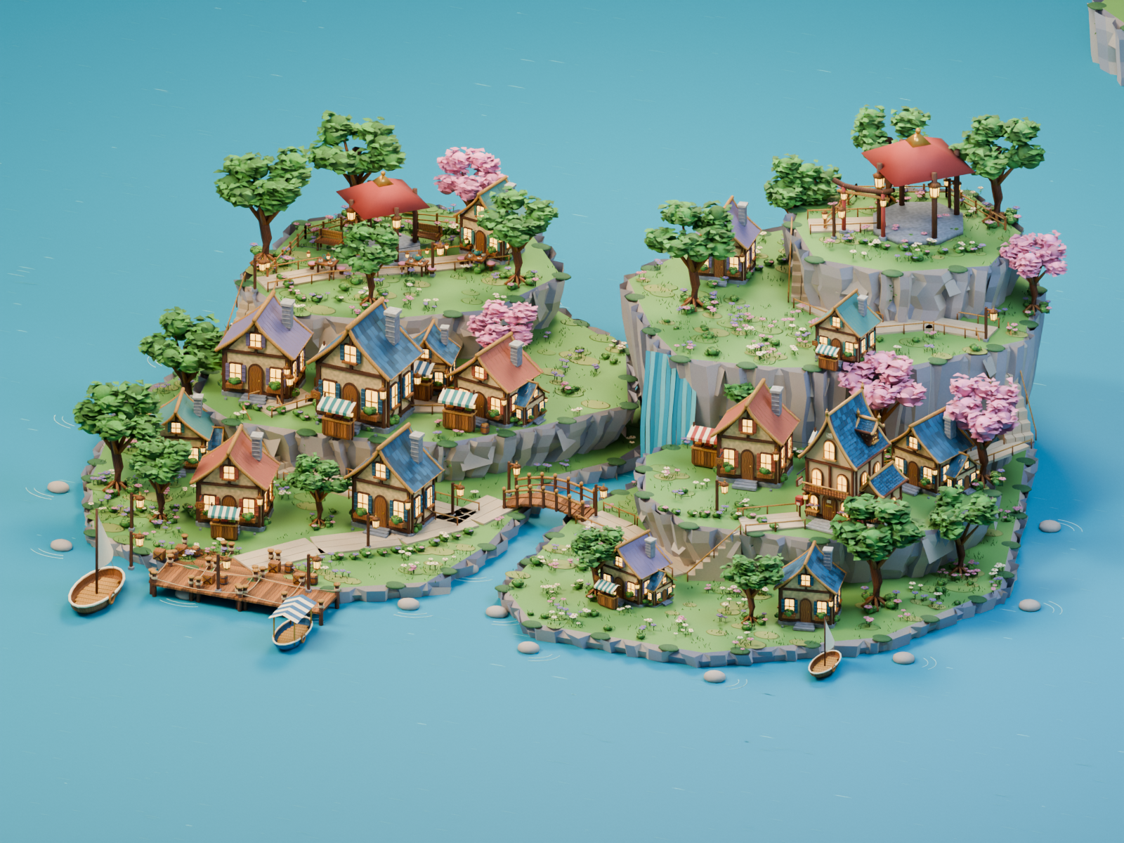 Lantern Harbor Blender render